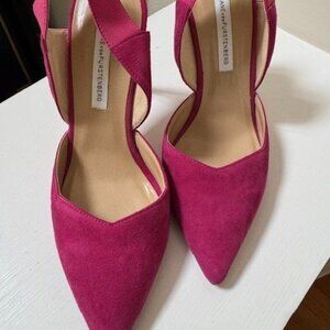 Diane Von Furstenberg Suede Slingbacks with Patent Heels